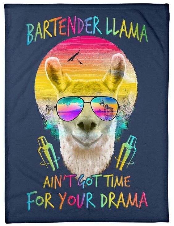 Bartender Llama Sherpa Fleece Blanket