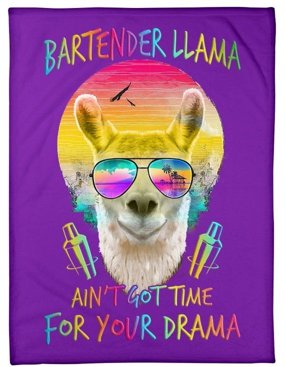 Bartender Llama Sherpa Fleece Blanket
