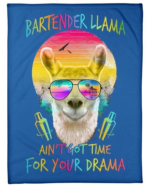 Bartender Llama Sherpa Fleece Blanket