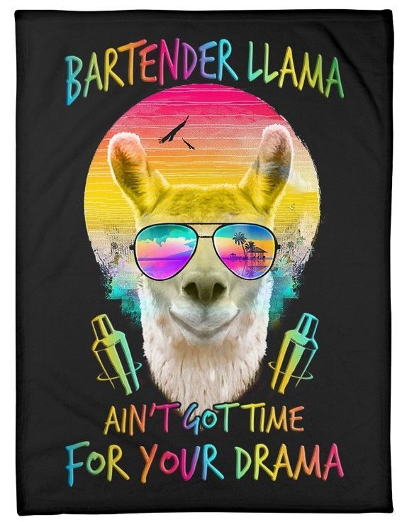 Bartender Llama Sherpa Fleece Blanket