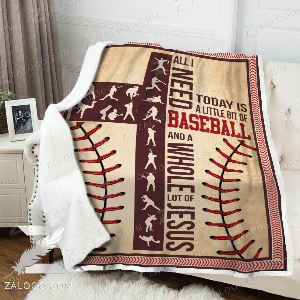 Baseball All I Need Today Sherpa Fleece Blanket