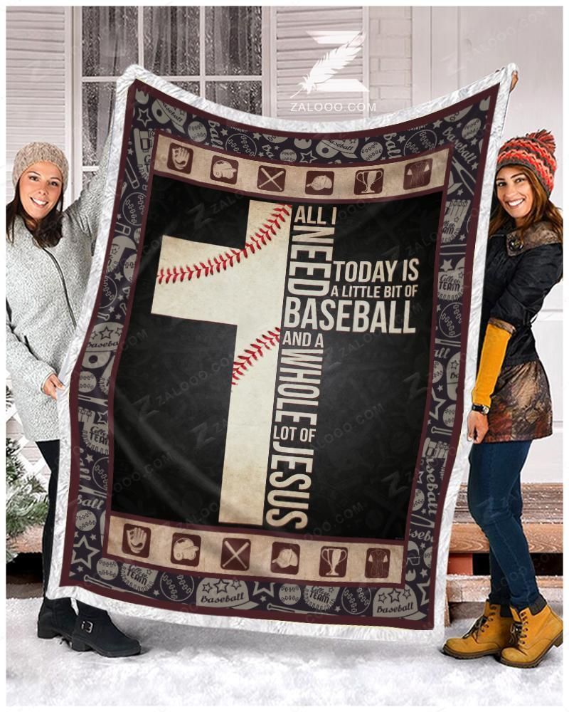 Baseball All I Need Today Is Sherpa Fleece Blanket