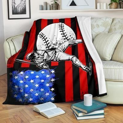 Baseball American Player Flag Sherpa Fleece Blanket