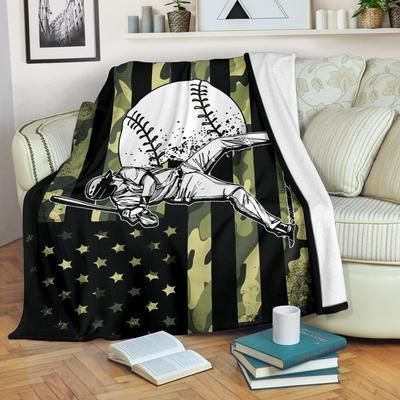 Baseball American Player Flag Sherpa Fleece Blanket