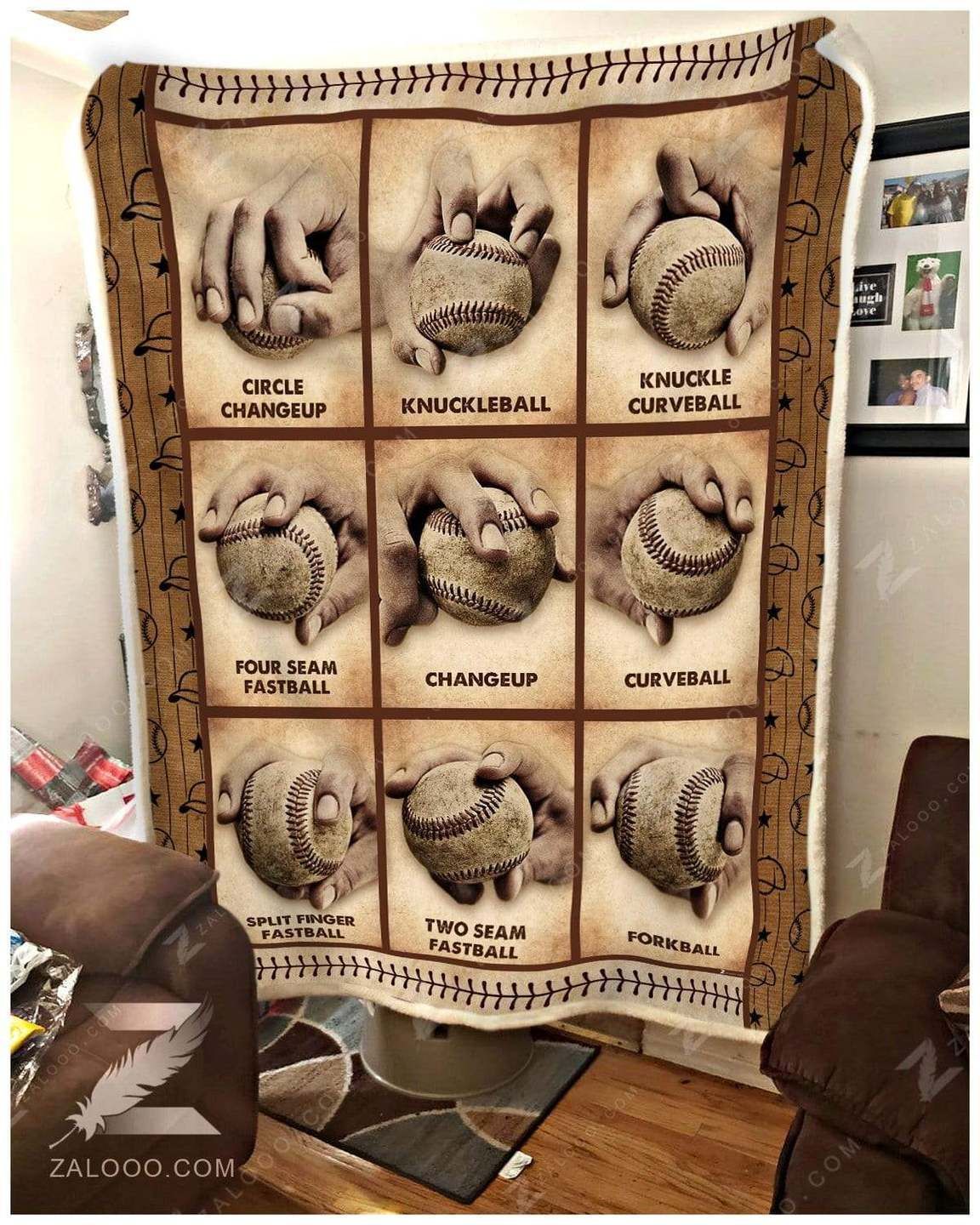 Baseball Baseball Pitching Grips Sherpa Fleece Blanket