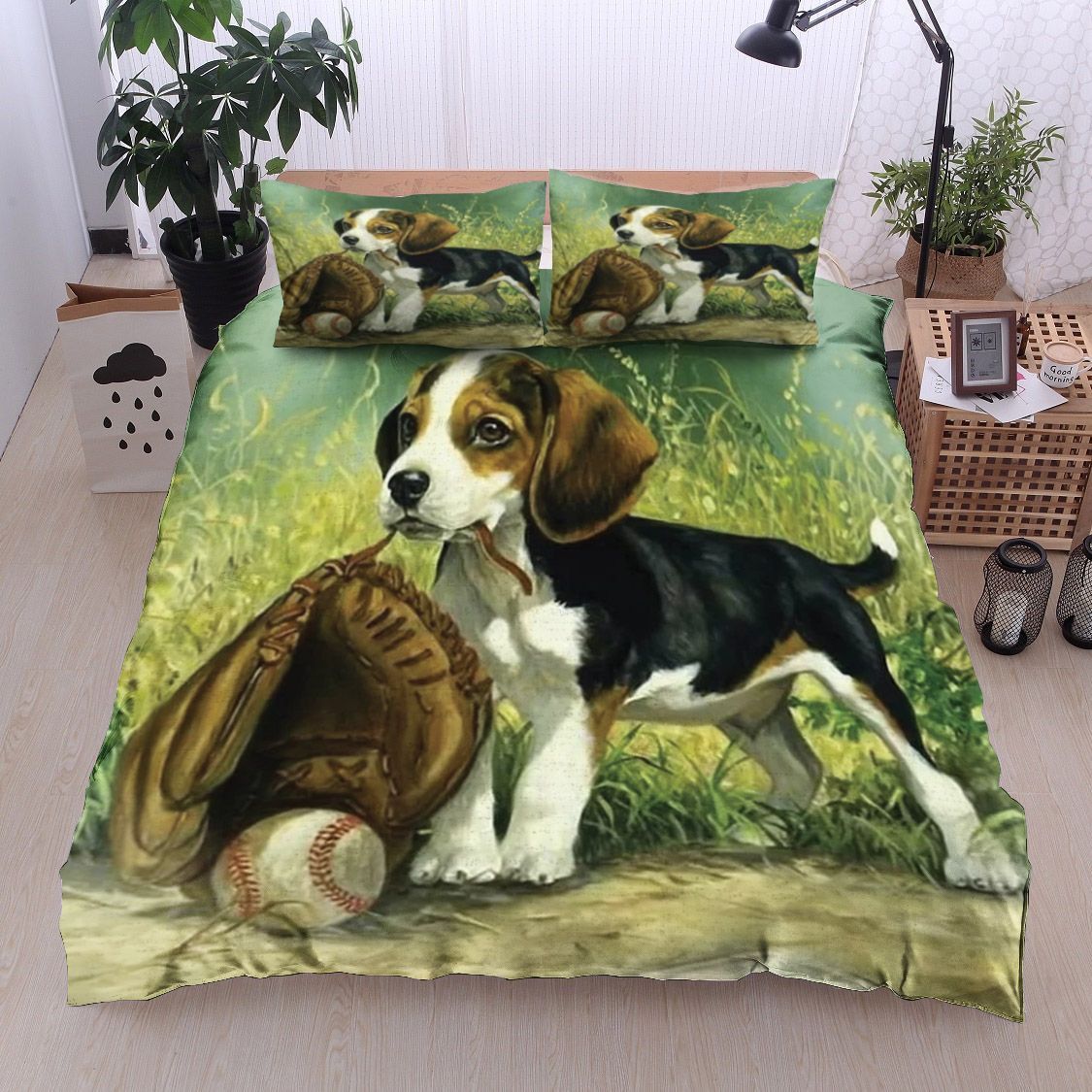 Baseball Beagle Puppy Bedding Set