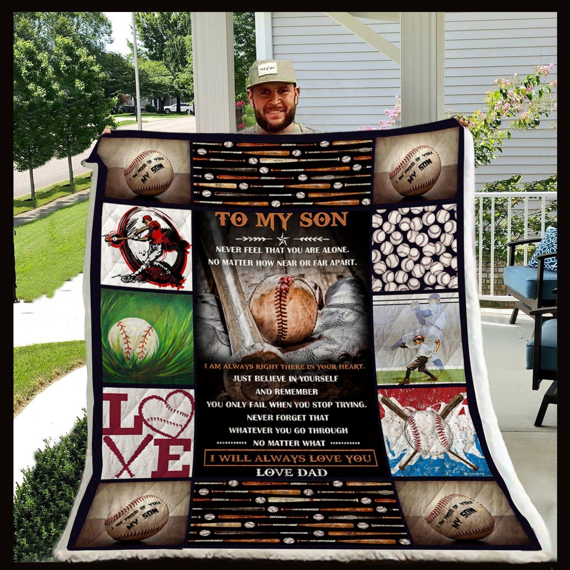 Baseball Blanket Dad To Son Sherpa Fleece Blanket