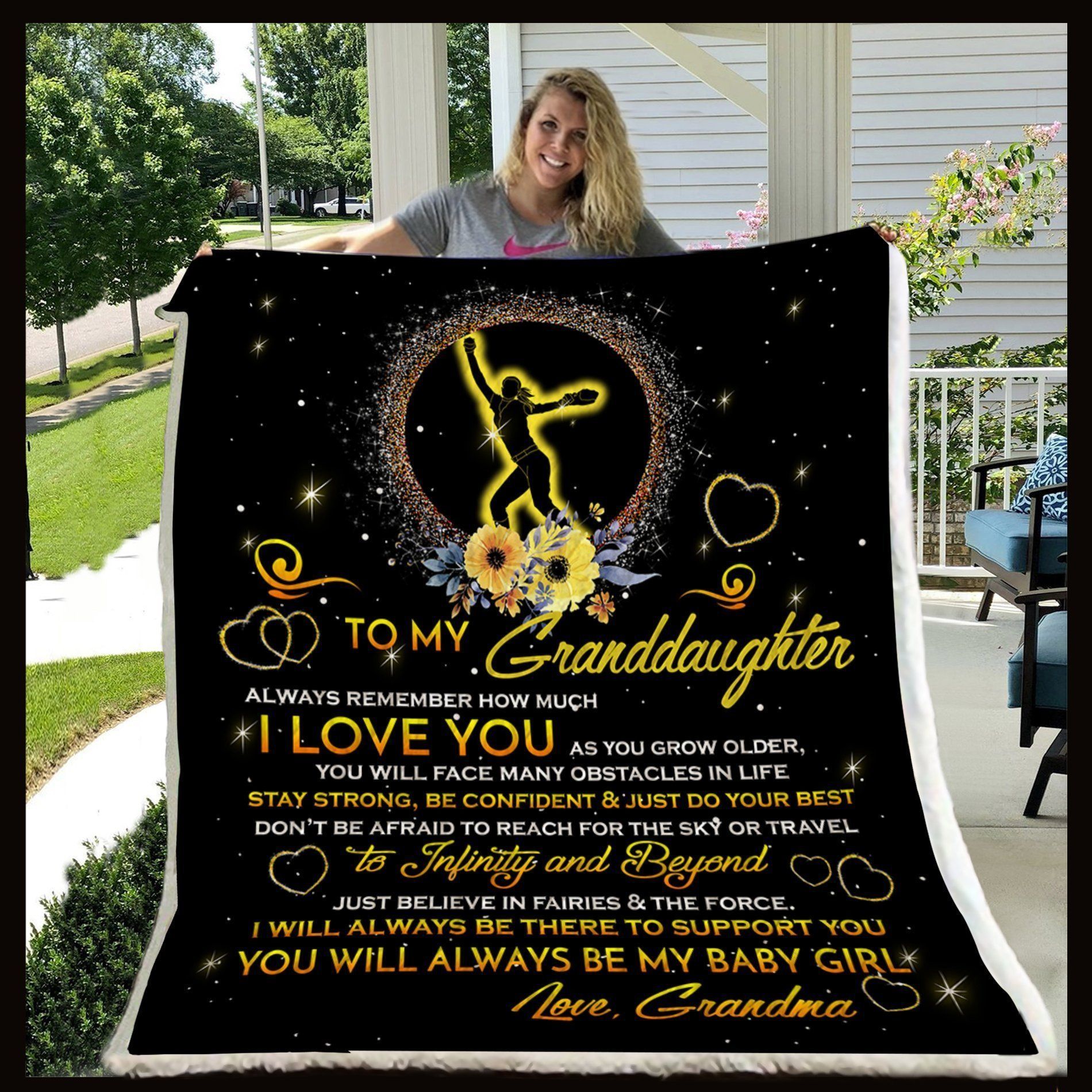 Baseball Blanket Grandma To Granddaughter Sherpa Fleece Blanket