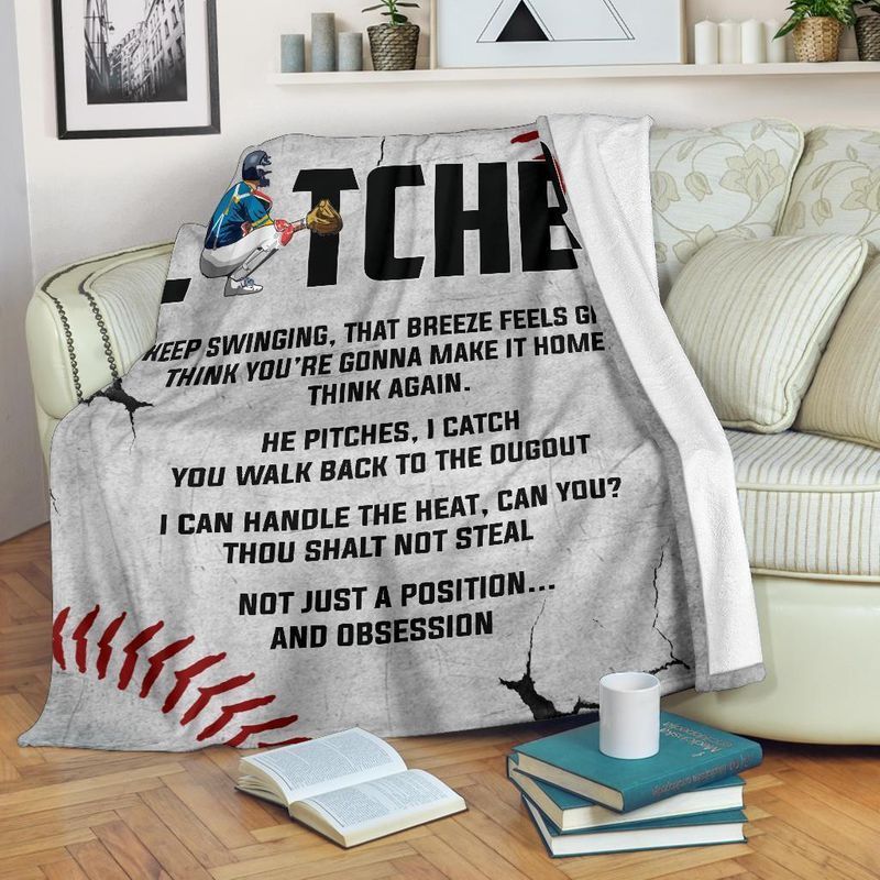 Baseball Catcher Sherpa Fleece Blanket