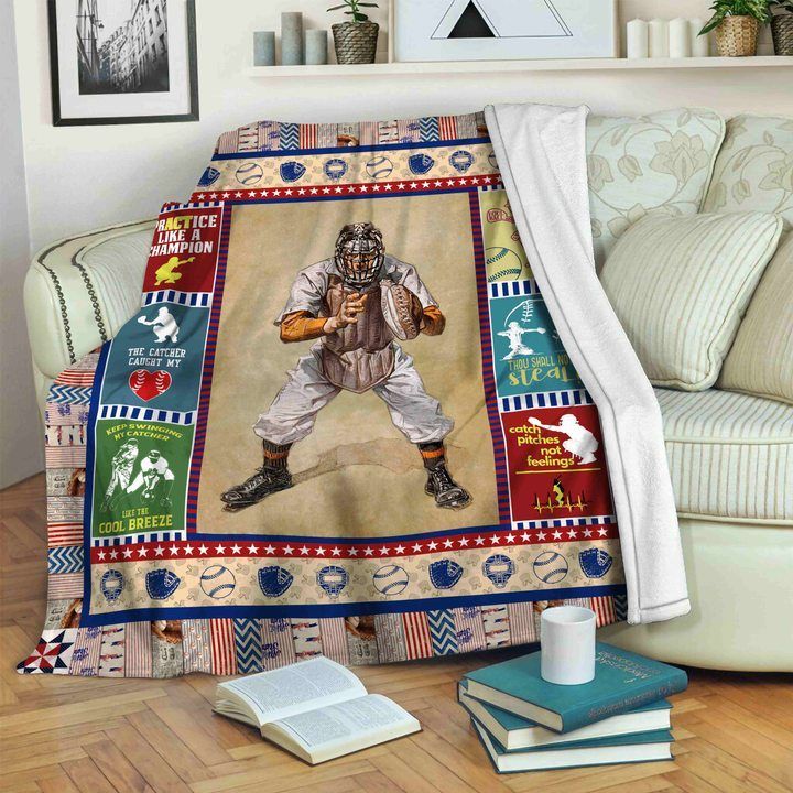 Baseball Catcher Sherpa Fleece Blanket
