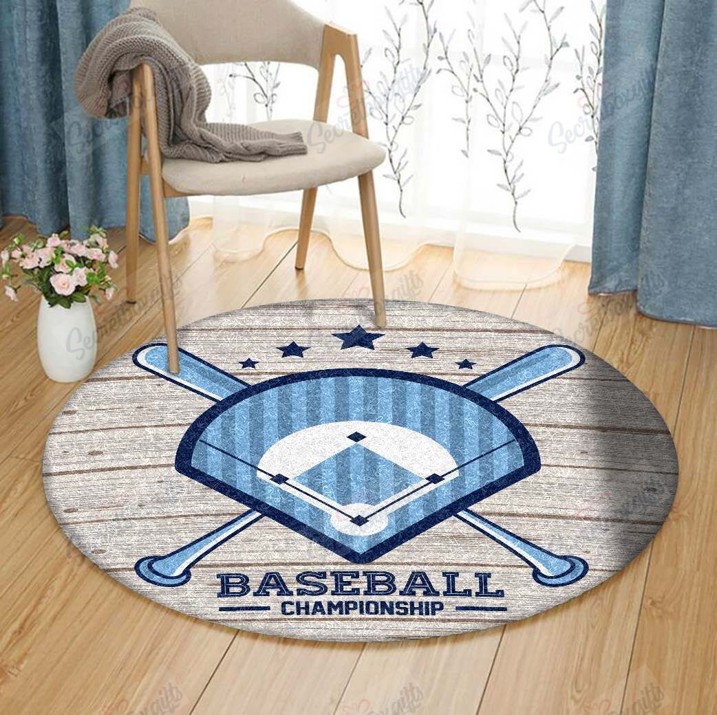 Baseball Championship Round Carpet