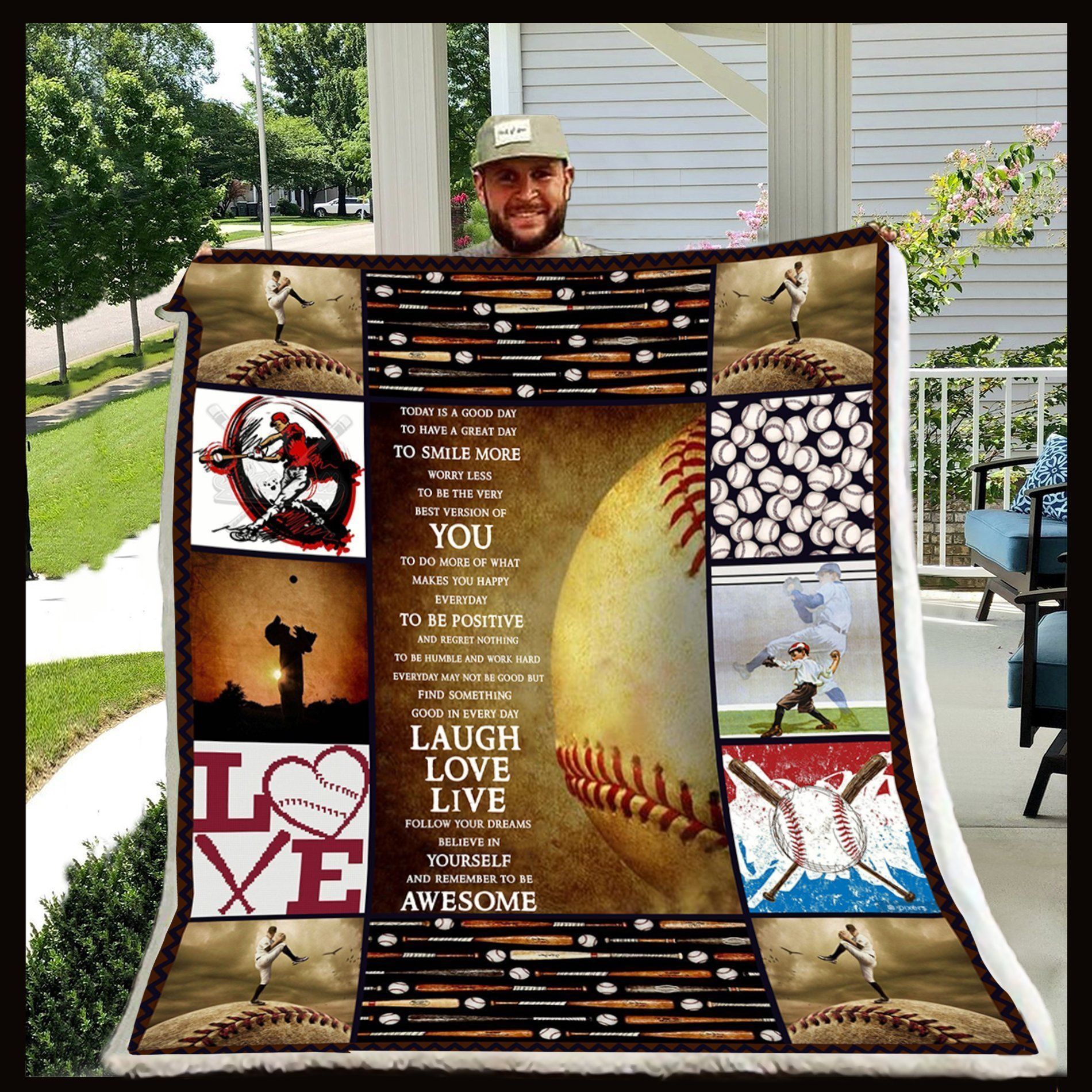 Baseball Sherpa Fleece Blanket