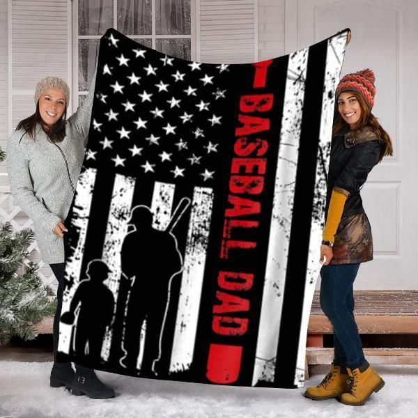 Baseball Dad Flag Sherpa Fleece Blanket