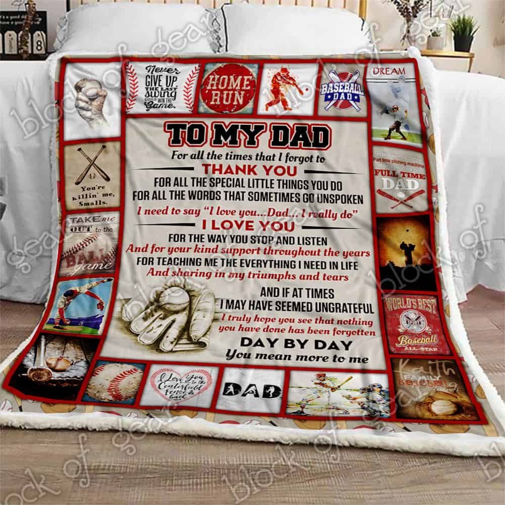 Baseball Dad I Love You Fleece Blanket