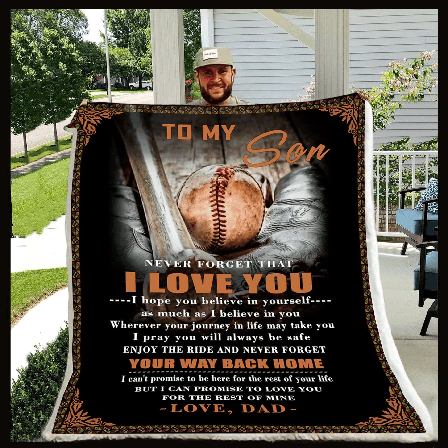 Baseball Dad To Son Sherpa Fleece Blanket