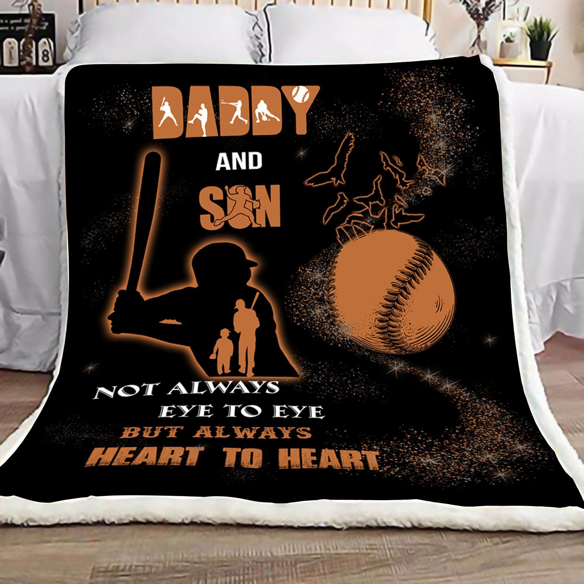 Baseball Daddy And Son Sherpa Fleece Blanket