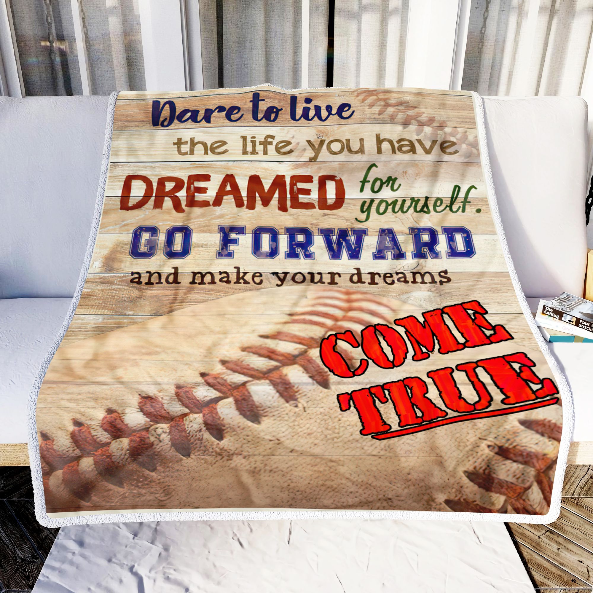 Baseball Dare To Live Fleece Blanket