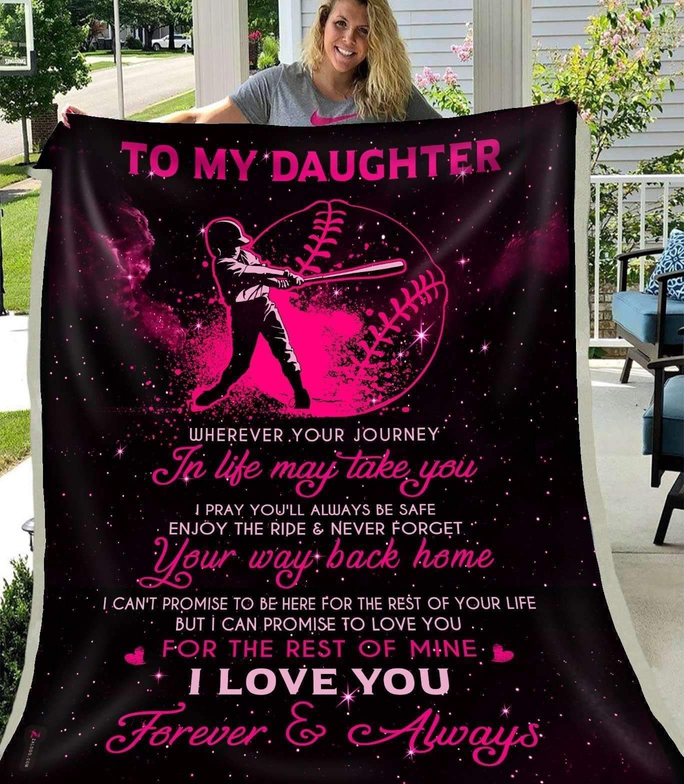 Baseball Daughter I Wish Sherpa Fleece Blanket