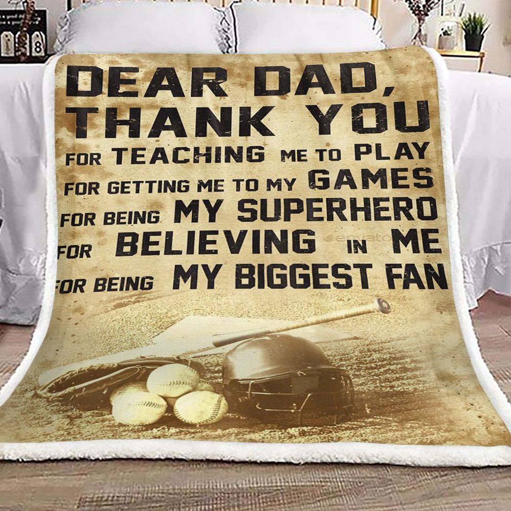 Baseball Dear Dad Sherpa Fleece Blanket
