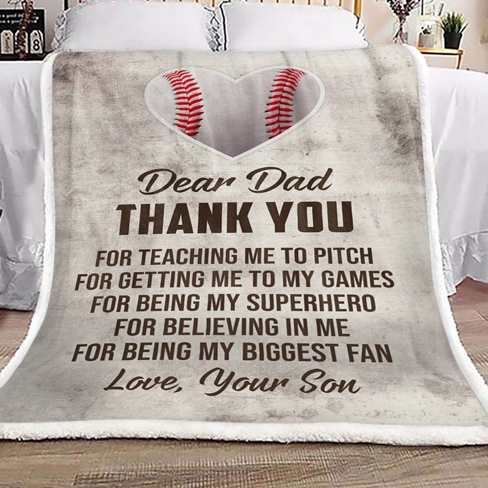 Baseball Dear Dad From Your Son Sherpa Fleece Blanket