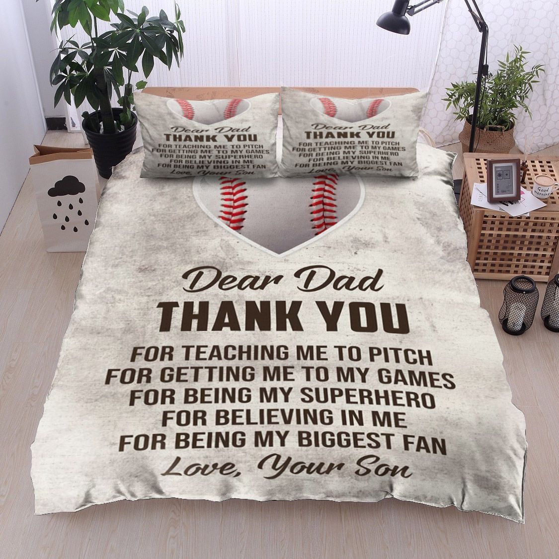 Baseball Dear Dad From Your Son Bedding Set