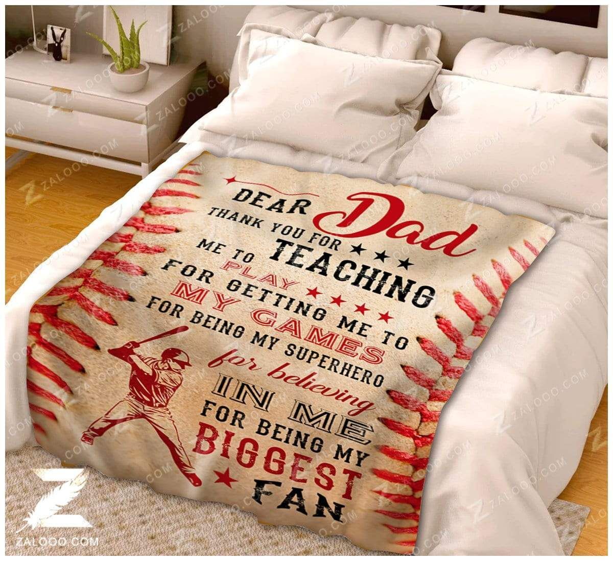 Baseball Dear Dad Thank You For Sherpa Fleece Blanket