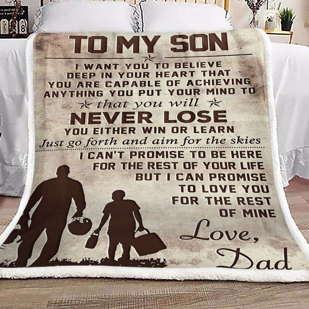 Baseball Family To My Son From Dad Sherpa Fleece Blanket