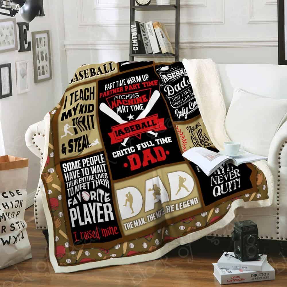 Baseball Father Fleece Blanket