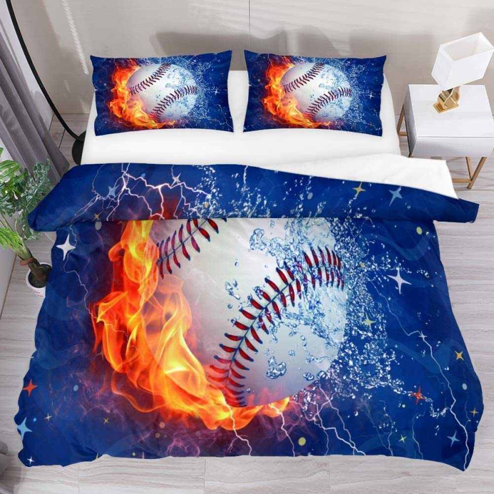 Baseball Fire And Water Bedding Set