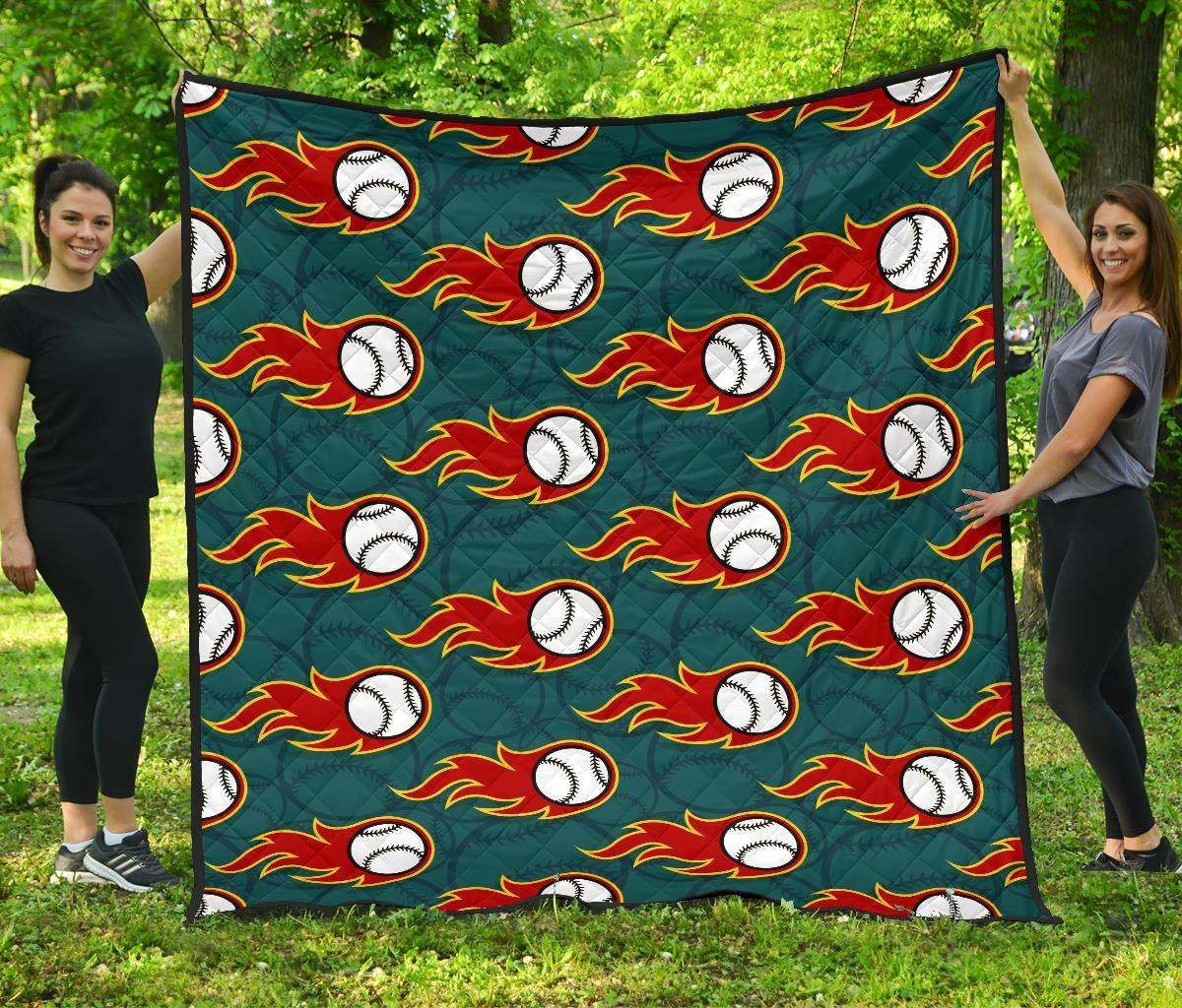 Baseball Fire CL12100054MDQ Quilt Blanket