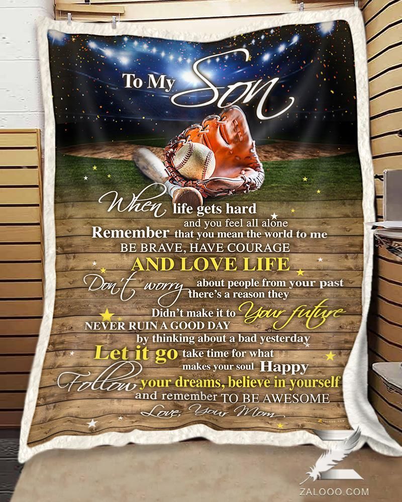 Baseball For Son From Mom Remember To Be Awesome Sherpa Fleece Blanket