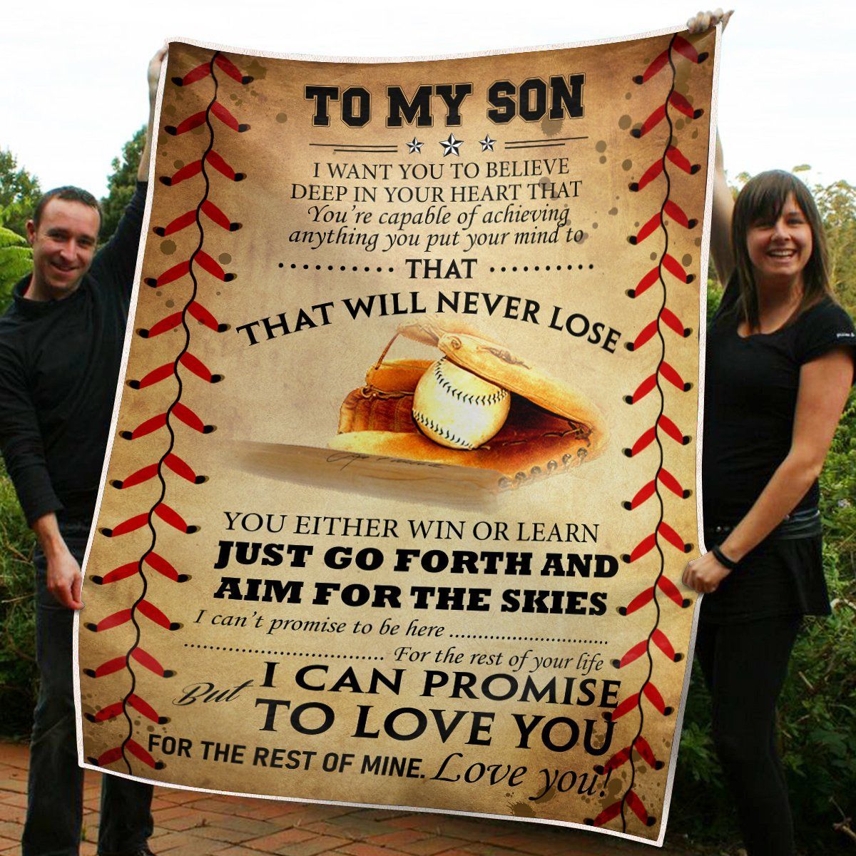 Baseball Gift To My Son Baseball Sherpa Fleece Blanket