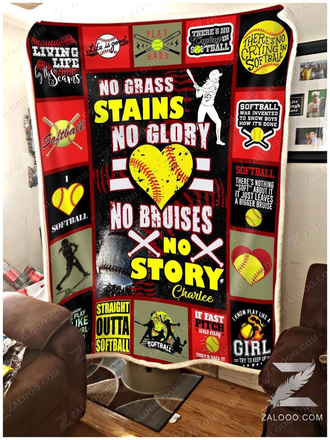 Baseball Girl Sherpa Fleece Blanket