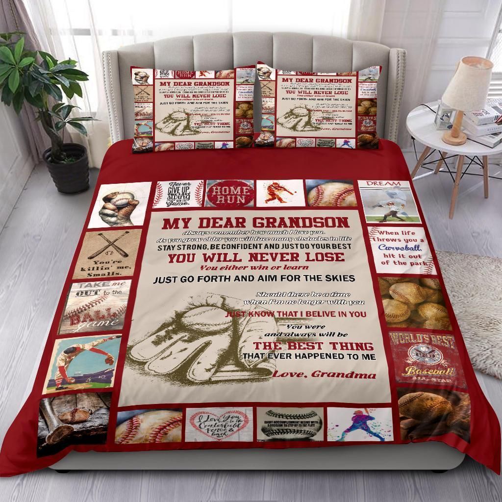 Baseball Giving Grandson You Will Never Lose Bedding Set