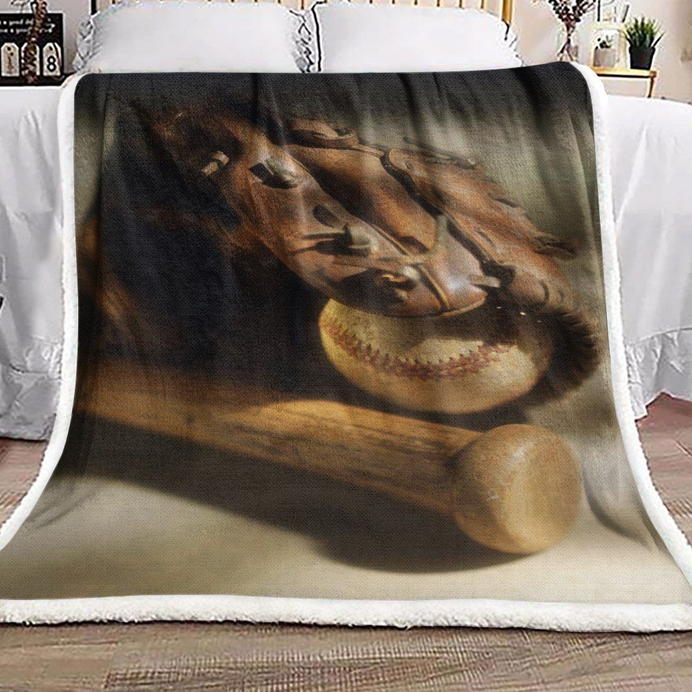 Baseball Glove Sherpa Fleece Blanket