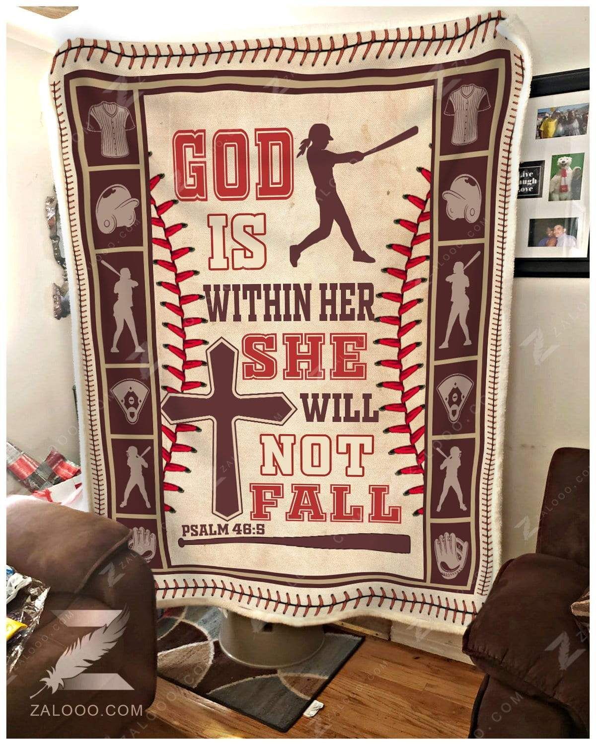 Baseball God Is Within Her Sherpa Fleece Blanket
