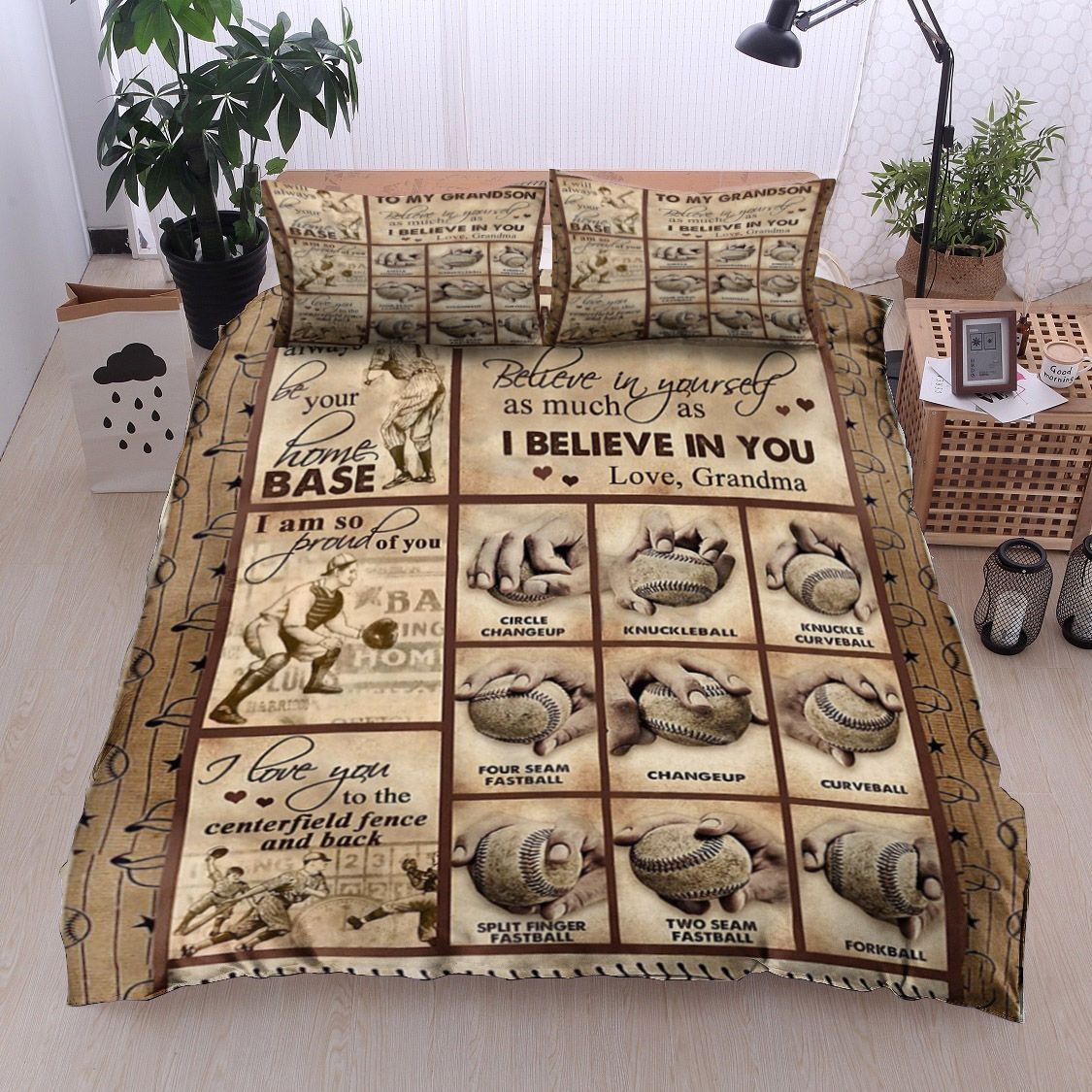 Baseball Grandma To Grandson Bedding Set