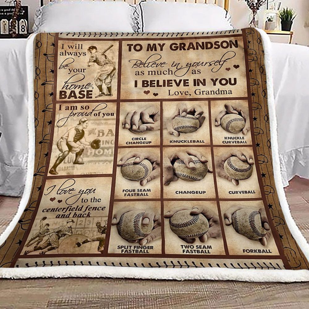 Baseball Grandma To Grandson Sherpa Fleece Blanket