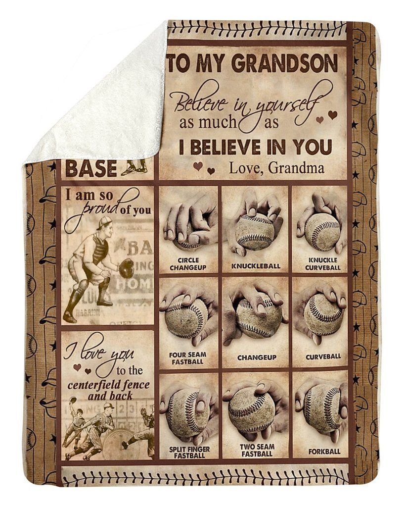 Baseball Grandma To Grandson Sherpa Fleece Blanket