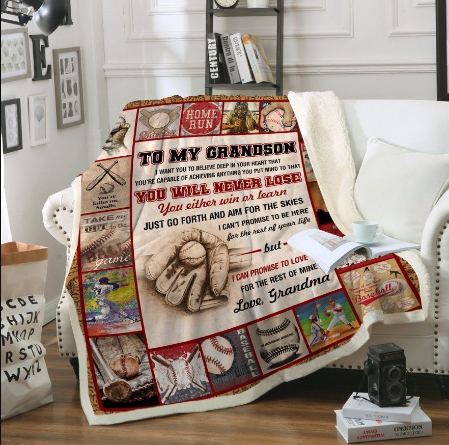 Baseball Grandma To My Grandson Sherpa Fleece Blanket