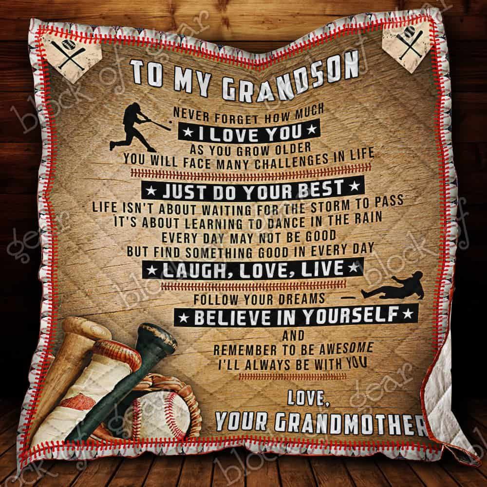 Baseball Grandson CL19100087MDQ Quilt Blanket