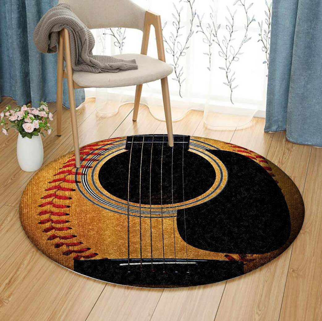 Baseball Guitar Round Carpet