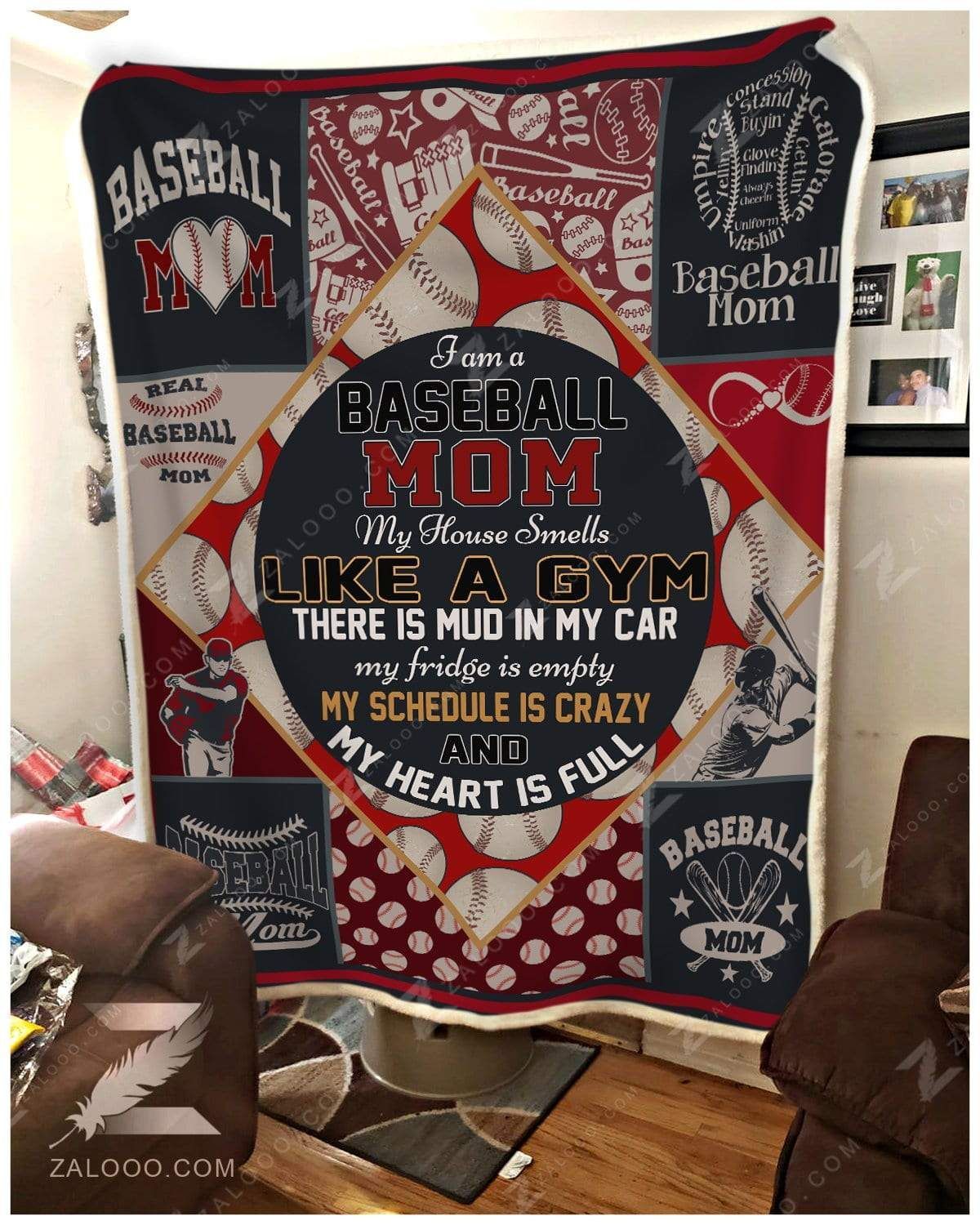 Baseball I Am A Baseball Mom Sherpa Fleece Blanket
