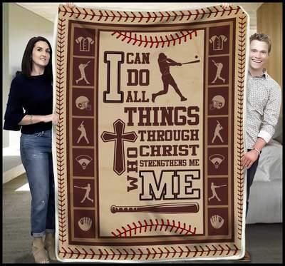 Baseball I Can Do All Things Sherpa Fleece Blanket