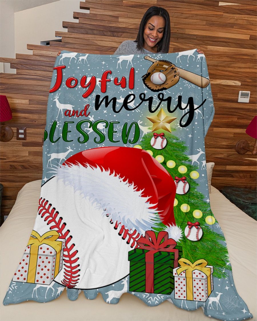 Baseball Joyful And Blessed Fleece Blanket