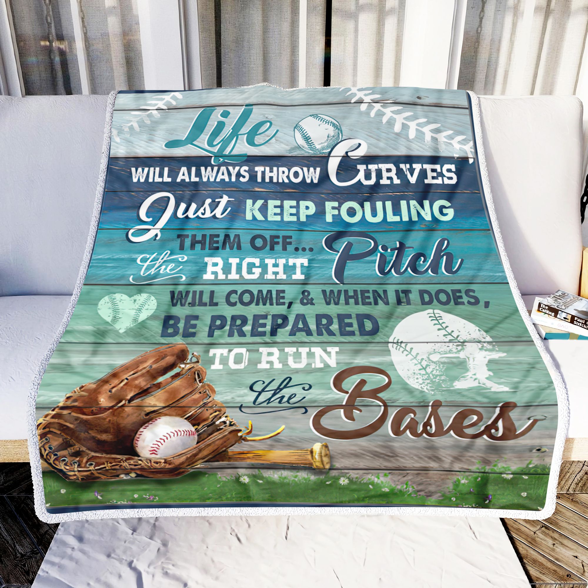 Baseball Life Always Throw Curves Fleece Blanket