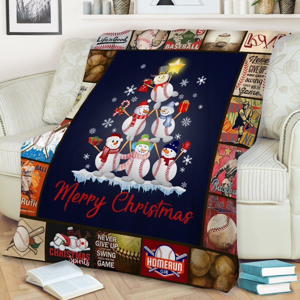 Baseball Merry Christmas Sherpa Fleece Blanket