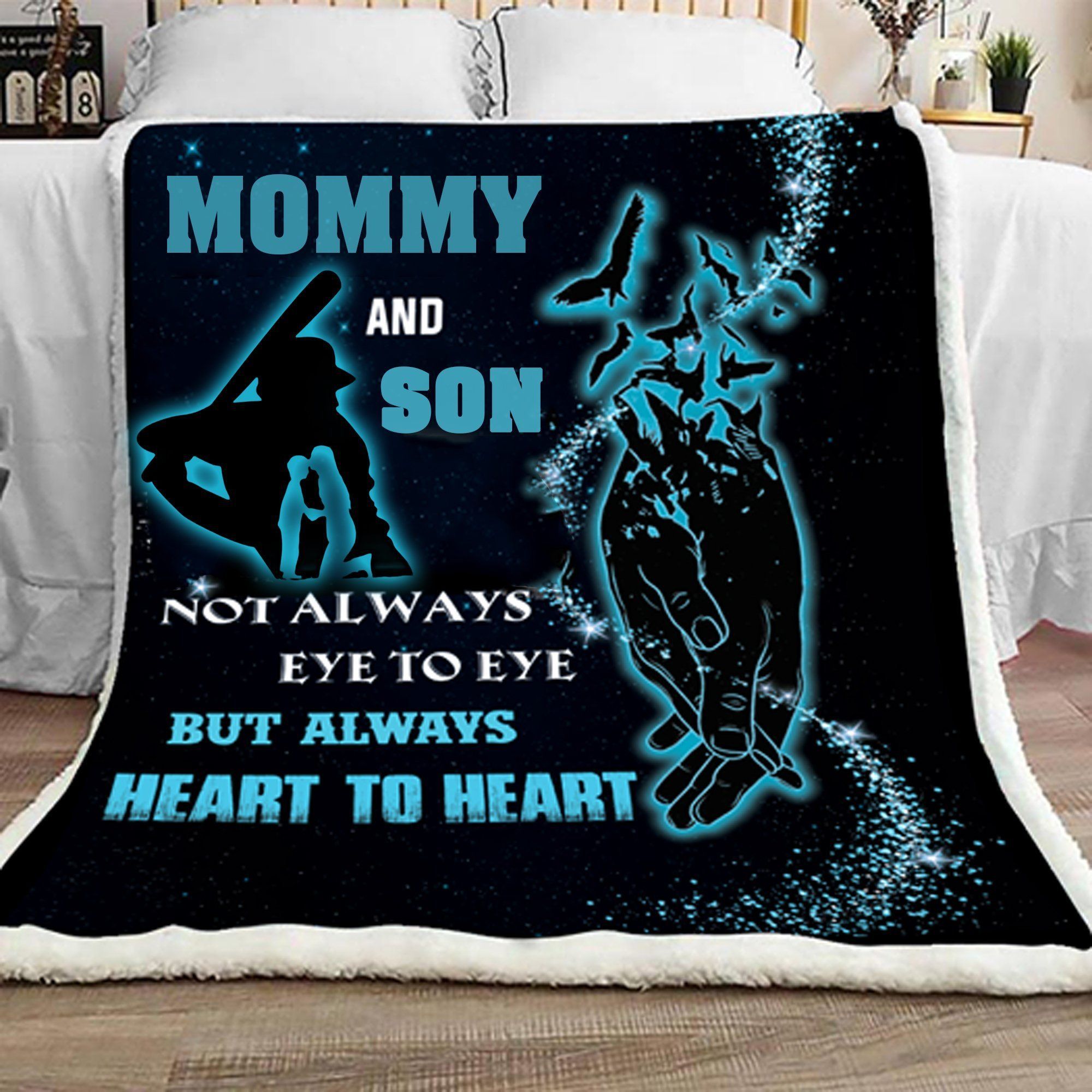 Baseball Mommy And Son Sherpa Fleece Blanket