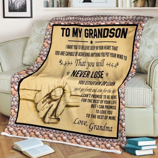 Baseball My Dear Grandson Sherpa Fleece Blanket
