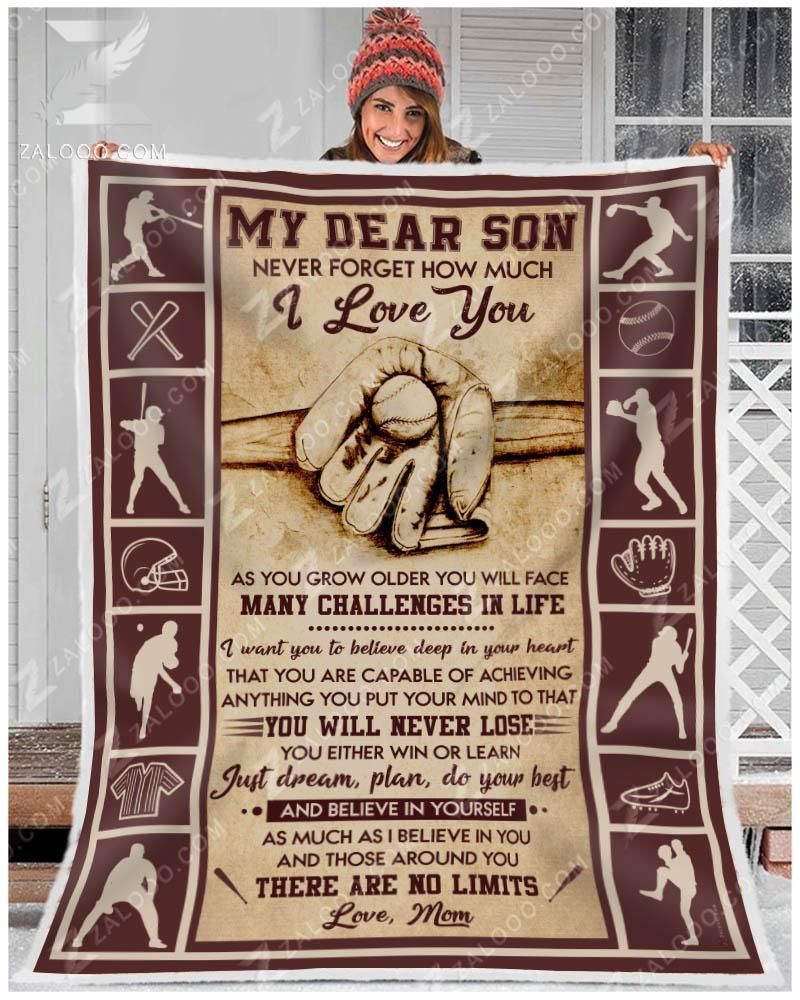 Baseball My Dear Son As You Grow Older Love Mom Sherpa Fleece Blanket
